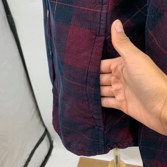 Prana Shirt Women S Small Plaid Long Sleeve Corduroy Snap Buttons Flannel Top - Picture 4 of 13